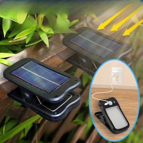 Image of 60 LED Outdoor Solar Clip Light, Motion Sensor Waterproof Portable Lamp, Dual Charging, 3 Modes for Patio & Fence (1 Pack)