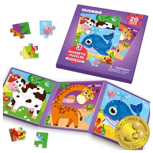 QUOKKA 3-in-1 Magnetische Puzzelboek Voor Kinderen 3-5 – 20 Stukken Magnetische Puzzel Dieren – Ideaal Reis Speelgoed – Compact Magnet spel voor 3+ Jaar – Perfect voor Auto - Vliegtuig & Thuis