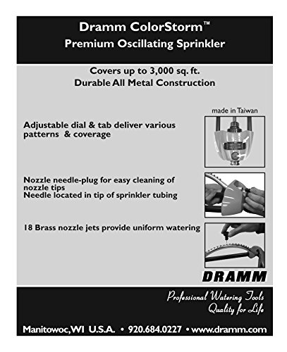 Dramm 15002 Colorstorm Premium Metal Oscillating Sprinkler With Brass Nozzle Jets, Orange #TOP3