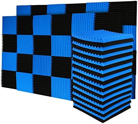 24 Pack Black Acoustic Panels Studio Foam Wedges 1" X 12" X 12" Sound-proofing,Sound Absorption (24pcs, Black)