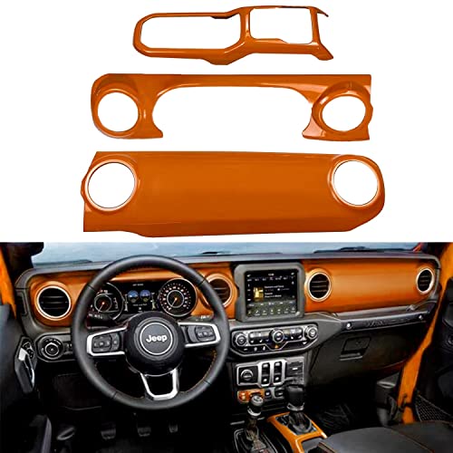 Bolaxin for Jeep Accessories ABS Center Console Panel Dashboard Cover Compatible with Jeep Wrangler JL 2018-2021/ Jeep Gladiator JT 2020 Interior Trim Decor (Orange)