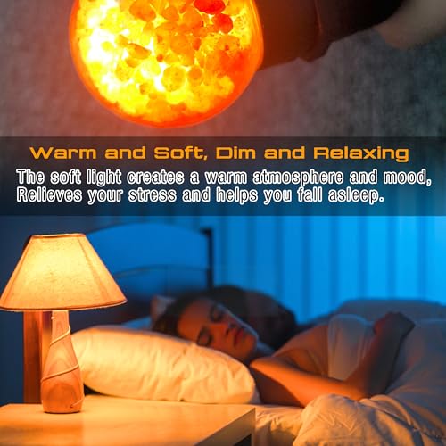 Image of Himalayan Salt Lamp LED Light Bulbs, E26 2200K Warm Amber Pink, 3W Mood Lighting Night Light, E26 G45 Salt Rock Stress Relief Bulbs for Bedroom, Decor, Sleep Light, Non-Dimmable, 2pack