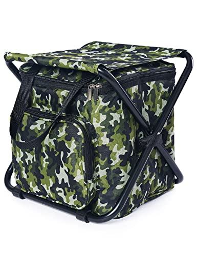 Urbest Fishing Chair Folding Portable Multi Functional Stool With Large Soft Sided Cooler Bag Camping Lawn Beach Camouflage #TOP30