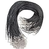 Exacoo 100 Pcs 2.0mm Black Necklace Cord with Lobster Claw Clasp for DIY Jewelry Making, 18 inches