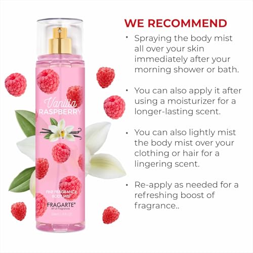 Image of Body Mist Vanilla Raspberry | Long Lasting Sweet Fruity Gourmand Fragrance for Women & Girls | Daily Wear Perfumed Body Spray | Soft & Refreshing Scent Mist - 236 ml