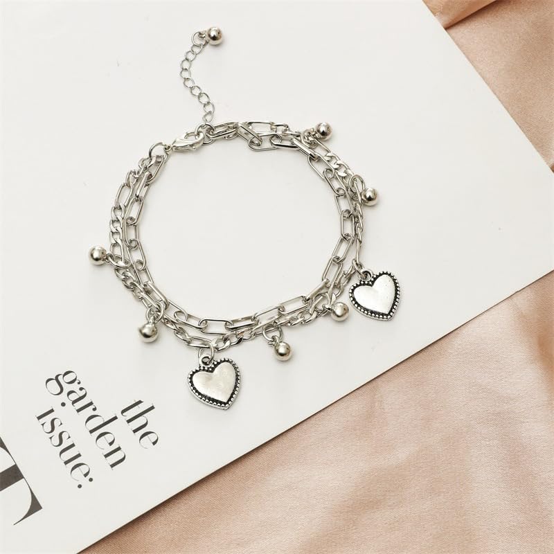 18K Gold Stainless Steel Heart Bracelet for Women with Ball and Heart Charms Gifts for Women2
