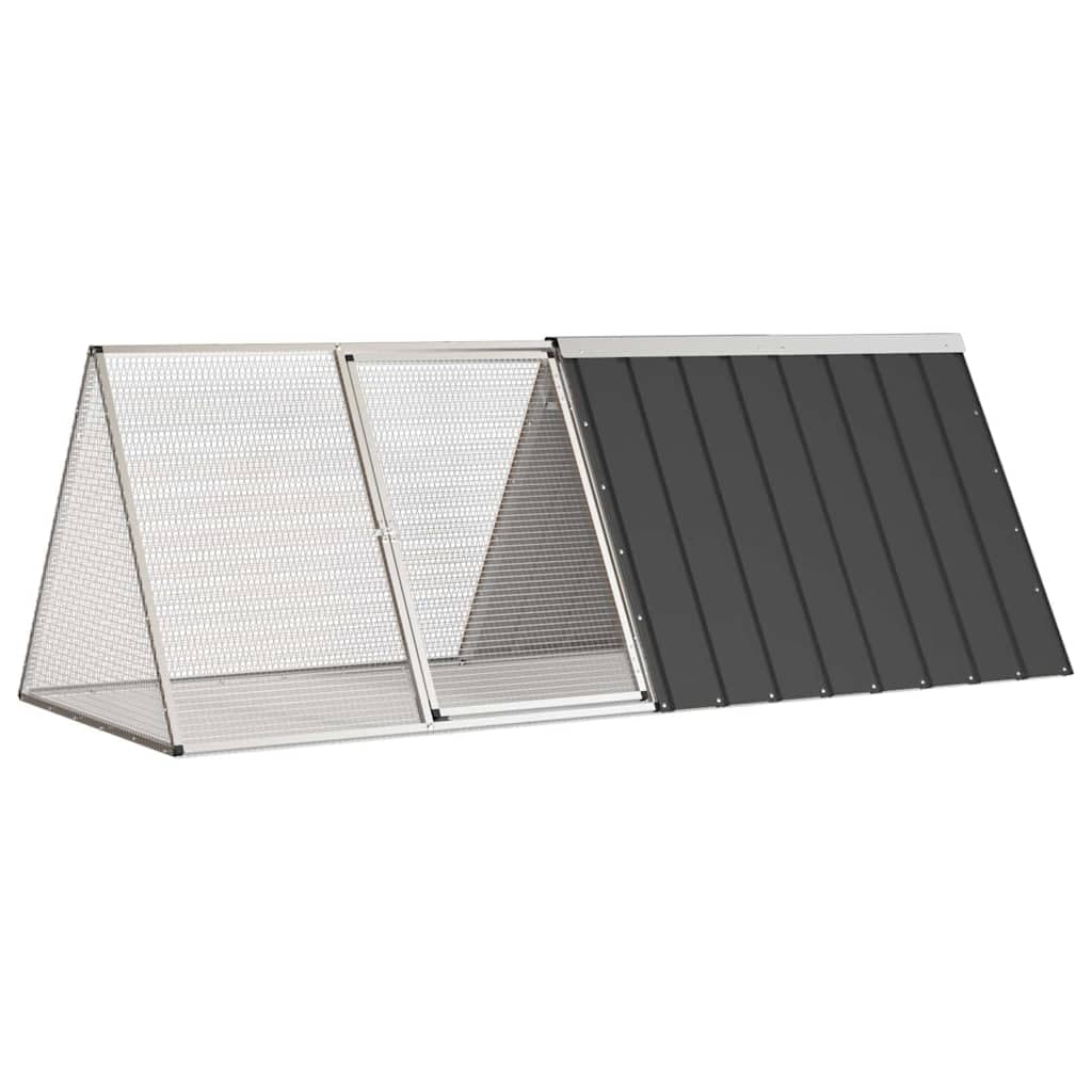Gabbia per conigli in acciaio zincato, antracite, 201,5 x 80,5 x 71 cm