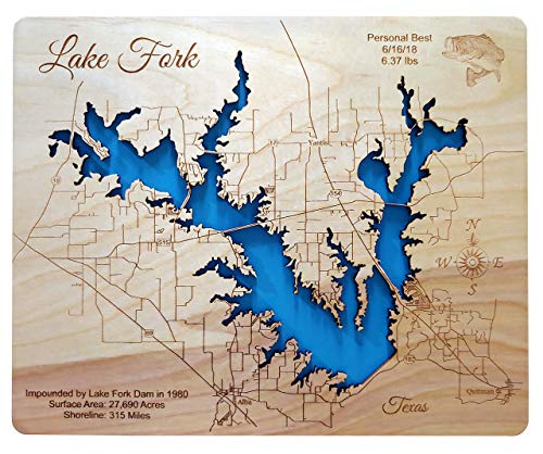 Lake Fork Texas Map Amazon.com: Lake Fork, Texas: Standout Wood Map Wall Hanging : Handmade  Products