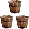 3 pcs rustic wooden bucket flower planter patio garden backyard planter outdoor indoor home decor  urban country home decor