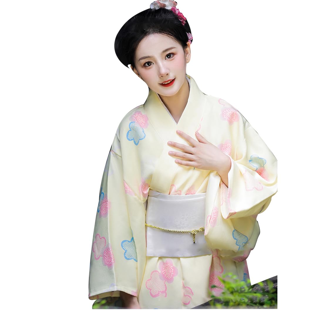 Amazon | [Vinemsals] 浴衣 レディース 花柄 和服 コスチューム