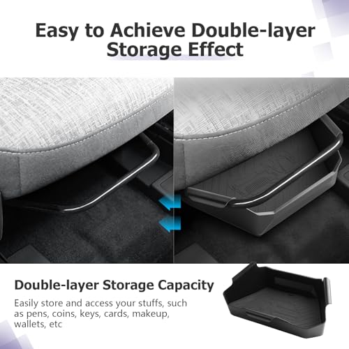 Image of LUWU 2-Pack Under Seat Storage Box Compatible with 2021-2024 2025 2026 Ford Maverick Accessories Center Console Organizer Armrest Console Secondary Storage Box Insert Tray ABS Material Black