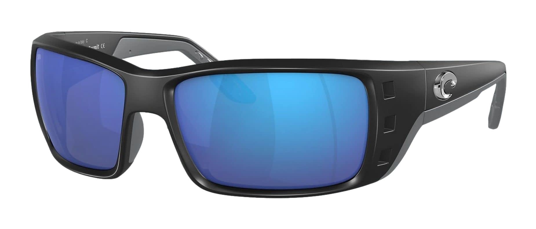Costa Permit Polarized Sunglasses - Costa 580 Glass Lens Matte Black/Blue Mirror, One Size - Men's by Costa Del Mar