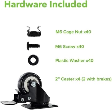 NavePoint 42U 2 Post Open Frame Server Rack with Casters for 19 Inch Equipment, Networking, and IT Devices, 2-Post Rack 330lbs Weight Capacity, Black