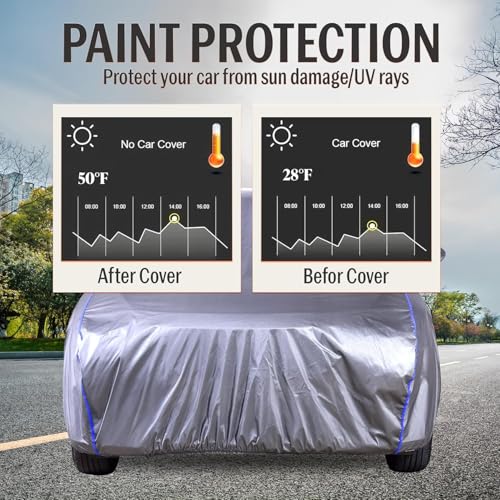 Image of Autofact 100% Waterproof Car Body Cover for Victoris | Dustproof UV & Sun Protection Windproof with Straps & Buckles, Triple Stitched with Soft Cotton Lining, Mirror Pockets & Heat-Resistant Fabric