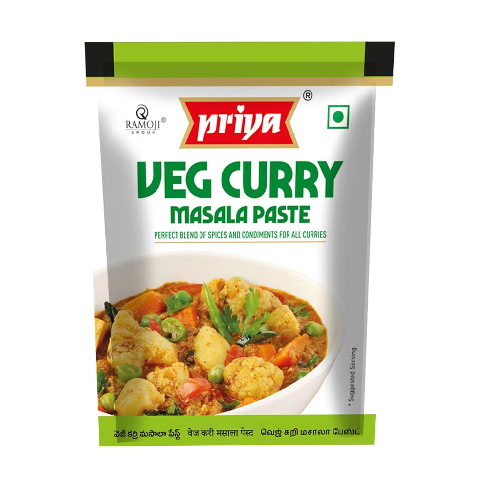 Priya Veg Curry Masala Paste, Total 360gm I 90g Each (Pack of 4)