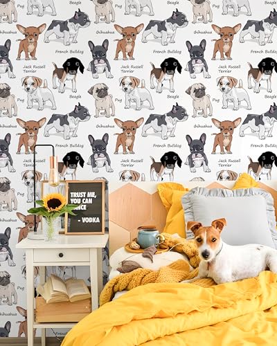 Papier peint repositionnable chien 44,5 x 500 cm vinyle imperméable - 2