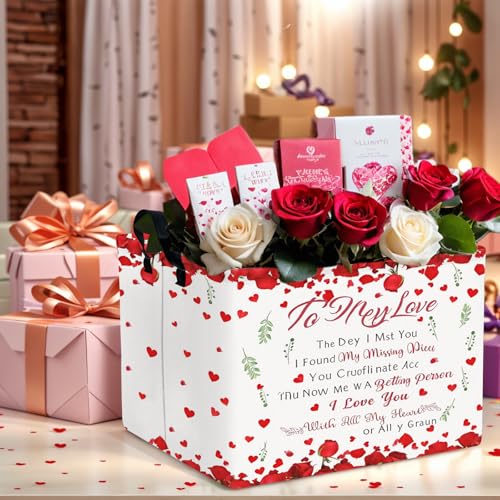 Image of Cute Large Valentine's Day Gift Basket Empty Heart Decor Storage Bin for Kid Baby Room Decor (Rose Petals Love)