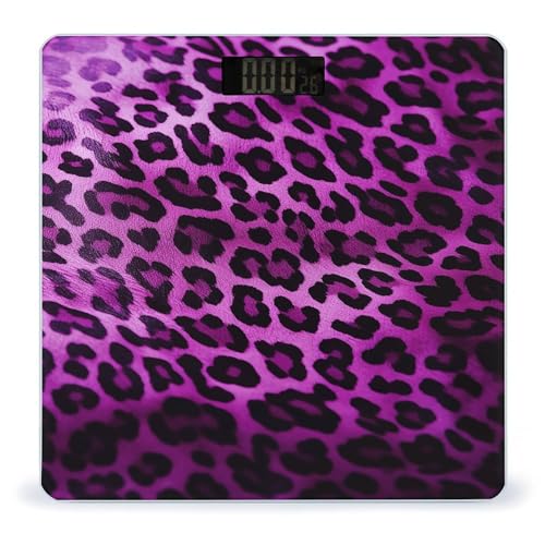 Báscula digital de baño patrón leopardo púrpura 400 lb