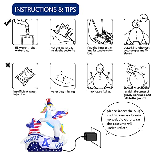 Domkom 6 Ft Tall Patriotic Independence Day 4Th Of July Inflatable Outdoor Decoration, Stars And Stripes Unicorn And Star, Led Lights Holiday Blow Up For Fourth Of July Party Garden Yard Lawn Decor #TOP4