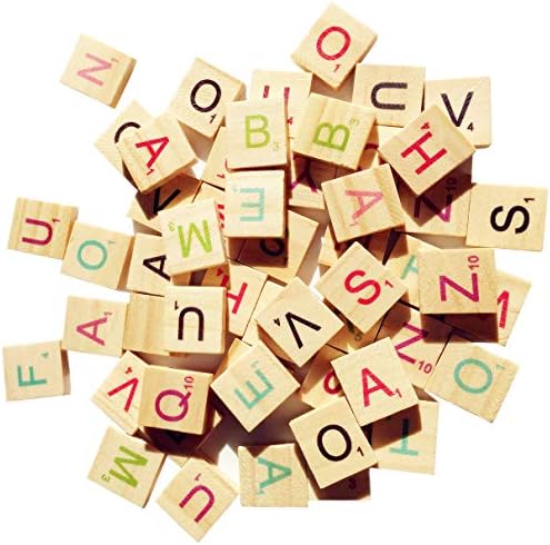 Abbaoww 500 Pcs Wood Colorful Scrabble Tiles Letter Tiles Wood Pieces for Crafts, Pendants, Spelling and Scrapbook