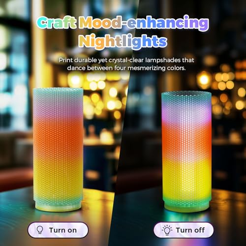 Image of FLASHFORGE Translucent Glitter PLA Crystal Summer Reverie Rainbow Filament, Shiny Sparkling Gradient 3D Printer Filament, Fast Color Change Between Green Yellow Orange Purple, Adjustable Transparency