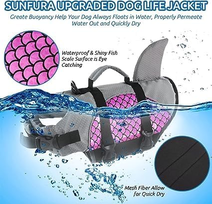 VBM Dog Life Jacket for Swimming Pet Safety Vest Adjustable Safety Jacket for Dog Lifesaver Swimming Training, Summer Swimwear Ripstop Float Coat (Pink, L) 2