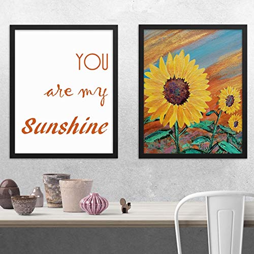Art mural tournesol coucher de soleil 50x70cm lot de 2 toiles modernes