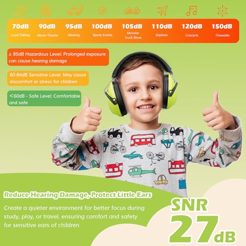 Image of ProCase Noise Cancelling Headphones for Kids Toddler, SNR 27dB Noise Reduction Ear Muffs, Hearing Protection for Monster Jam, Concerts, Fireworks, Shooting, Air Show, Autism Sensory Needs -Green