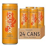 Equinox Kombucha Fiery Ginger Real Fruit Kombucha Flavours (24 x 250ml) | Authentic Craft Kombucha Brewed in UK with SCOBY, Green Tea & Raw Cane Sugar | No Sweeteners & 100% Natural