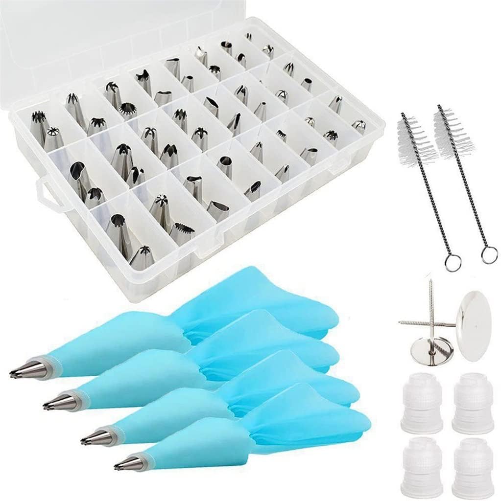 60Pcs Silicone Icing Piping Bag Reusable Cream Pastry Bag Stainless Steel Nozzle Set DIY Cake Decorating Tools
