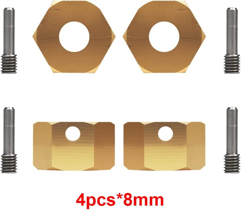 INJORA RC Wheel Hex 12mm 4pcs RC Brass Hex Adapters for 1/10 RC Crawler Axial SCX10 III AXI03007 (8mm)