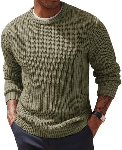 PJ PAUL JONES Men‘s Crewneck Sweater Knitted Textured Casual Pullover for Winter