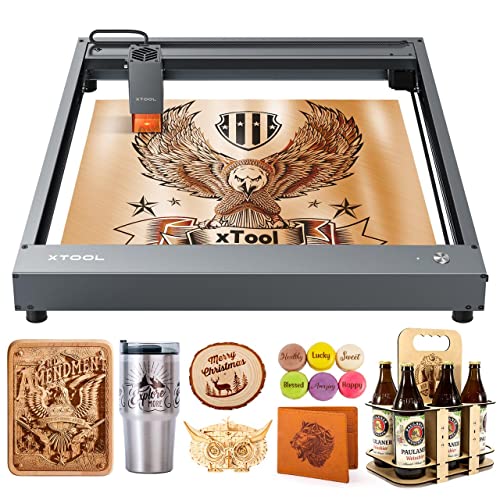 XTool D1 Laser Engraver, 10W Higher Accuracy Laser Cutter, 60W DIY Laser Engraving Machine, CNC Laser Cutter And Engraver Machine Support LightBurn, Laser Engraver For Wood And Metal, 17'' X 16''