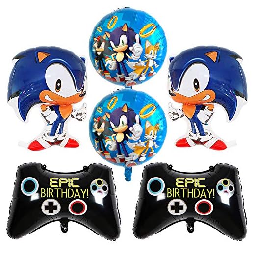 Sonic ballong foil helium ballonger, Sonic The Hedgehog Party levererar dekorationssats, födelsedagsfest dekoration höktgehog Happy Birthday Decoration Supplies ballonger helium folie ballong