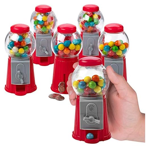 Kicko 5 Inch Gumball Machine - 6 Pieces Classic Candy Dispenser - Perfect for Birthdays, Kiddie Parties, Christmas, Novelties, Kitchen Dessert Buffet, Party Favor and Supplies
