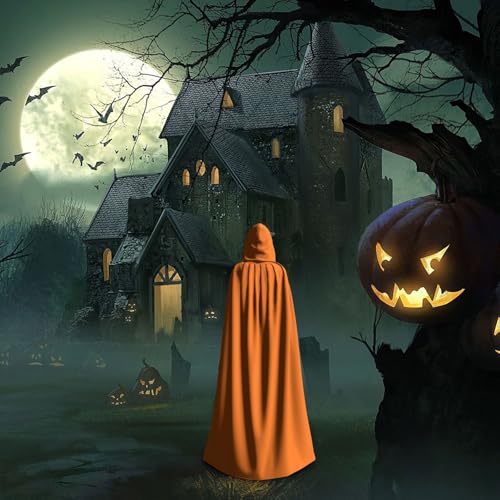 Cape à capuche orange brûlé Halloween déguisement jeu de rôle - 7