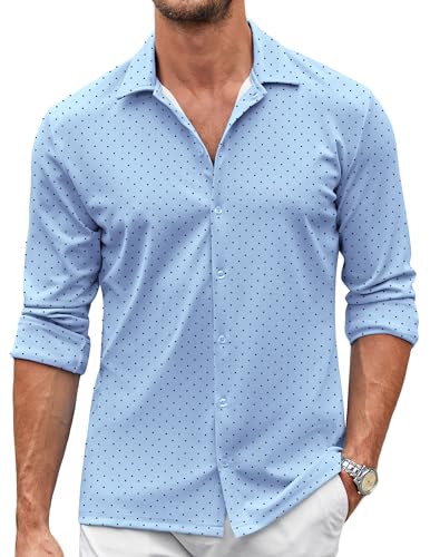 COOFANDY Men's Long Sleeve Button Down Shirts Stretchy Business Casual Shirt