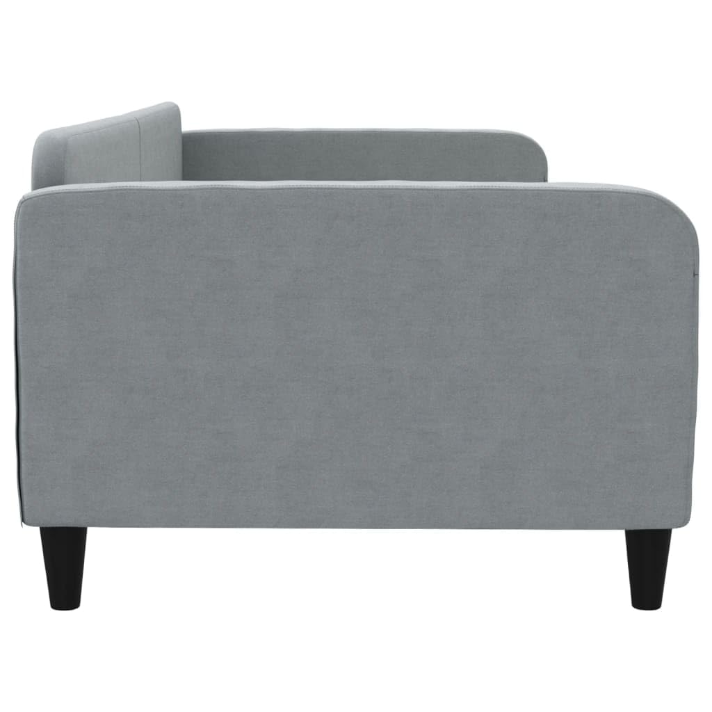 Tagesbett 100x200 cm Hellgrau Stoff Schlafsofa mit Metall Massivholzgestell 2in1 für Gäste Schlafzimmer Wohnzimmer
