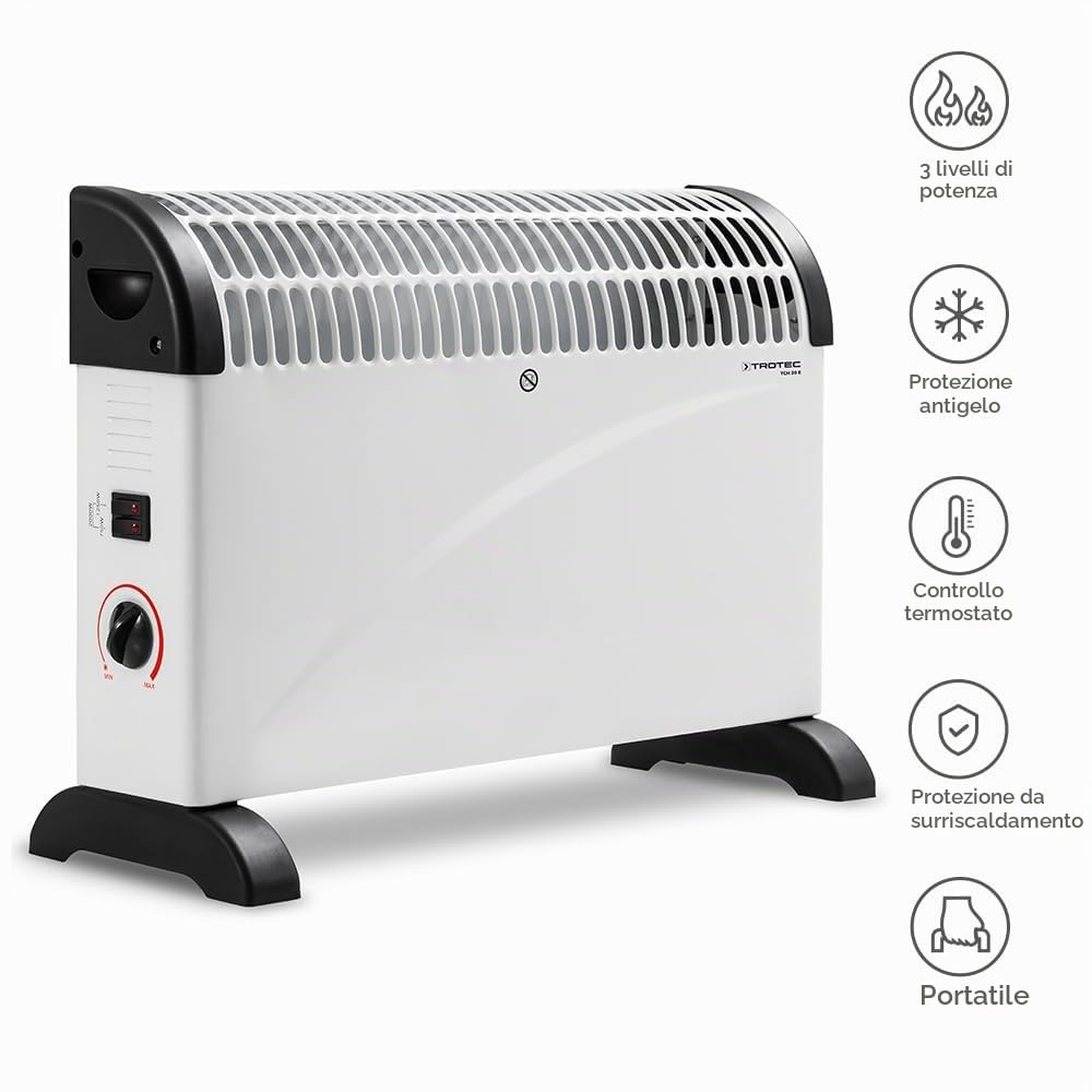 TROTEC Termoconvettore TCH 20 E – potenza termica 750 W / 1250 W / 2000 W – radiatore elettrico