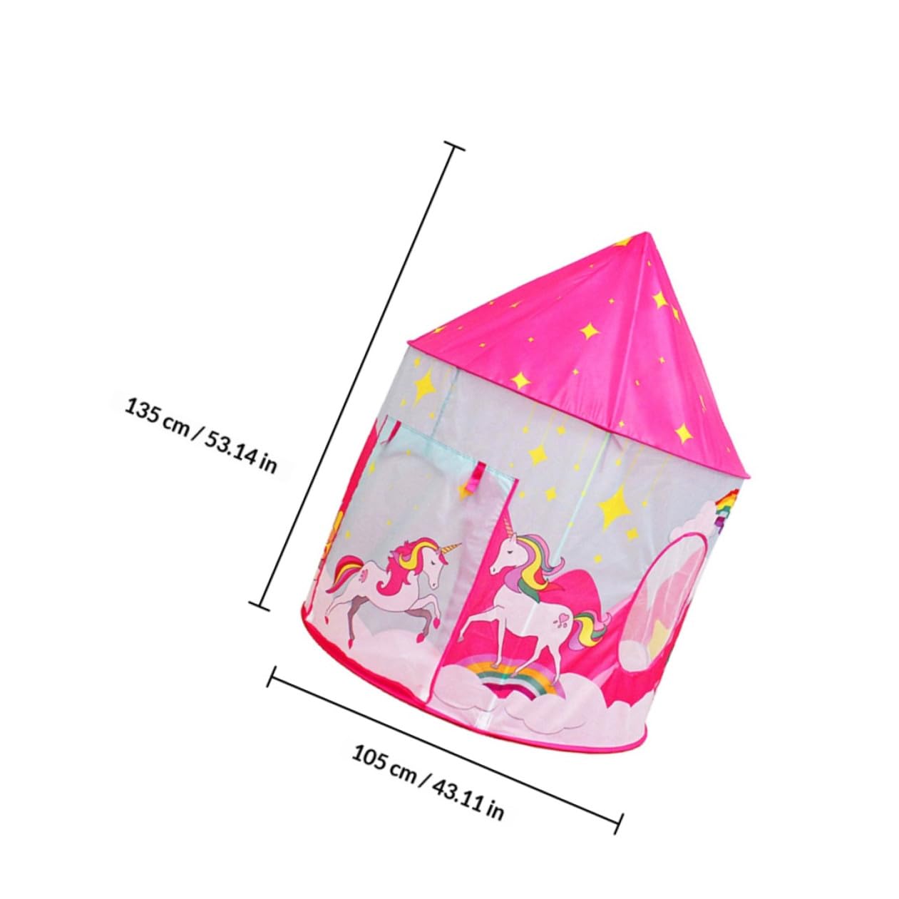 Gioco Portatile a Forma di Unicorno Rosa, Casetta Finestre in Materiale Ecocompatibile, Leggera e Pieghevole, per Giochi Interni e Spazi Ristretti