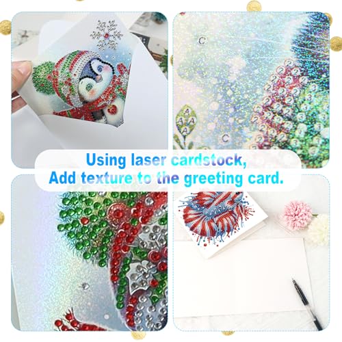 Image of 6-Piece 5D Diamond Art Greeting Card Kit with Envelopes, USA Independence Day Goldfish Design, DIY Special Shape Diamond Painting Greeting Cards for Adults, Handmade Card Craft Holiday Gift, 30x15cm