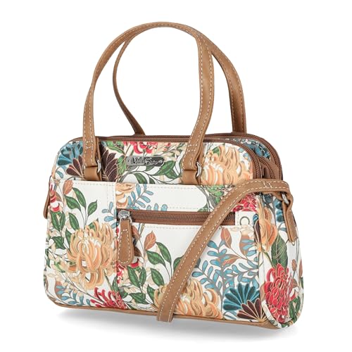 MultiSac Bolsa tiracolo feminina Caldwell, Branco elegante floral, 9' L x 3.5' W x 6.5' H