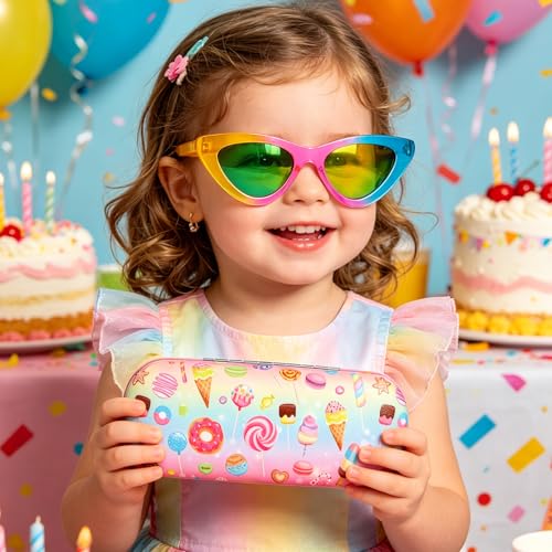 Image of Kids Sunglasses for Girls with Eyeglasses Case for Party Beach Dress Up Glasses