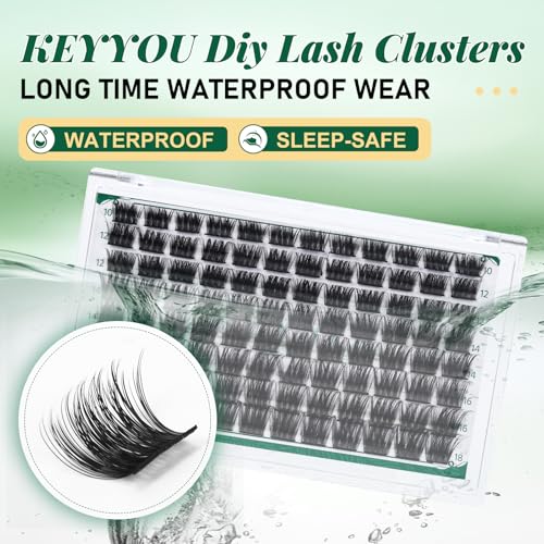 Image of Lash Clusters,96 Pcs Cluster Lashes D Curl 10-18MIX DIY Lash Extensions Eyelash Clusters,KEYYOU Volume Wispy Individual Lashes Soft&Comfortable Easy DIY at Home(Y30,D-10-18MIX)