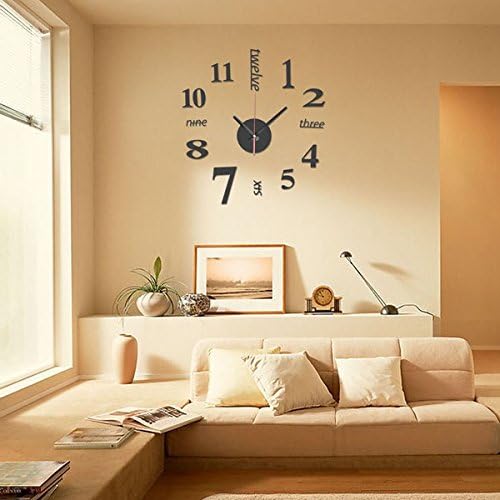 EsportsMJJ DIY Mini Modern Art Mirror Wall Clock 3D Sticker Design Home Office Room Decor -Black - Image 5