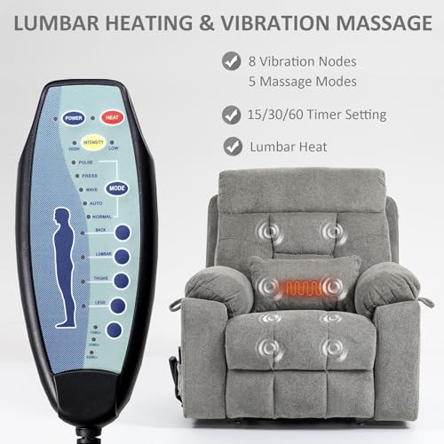 Image of Oversized Power Lift Recliner for Big & Tall, 26 inch Wide Seat, Gray