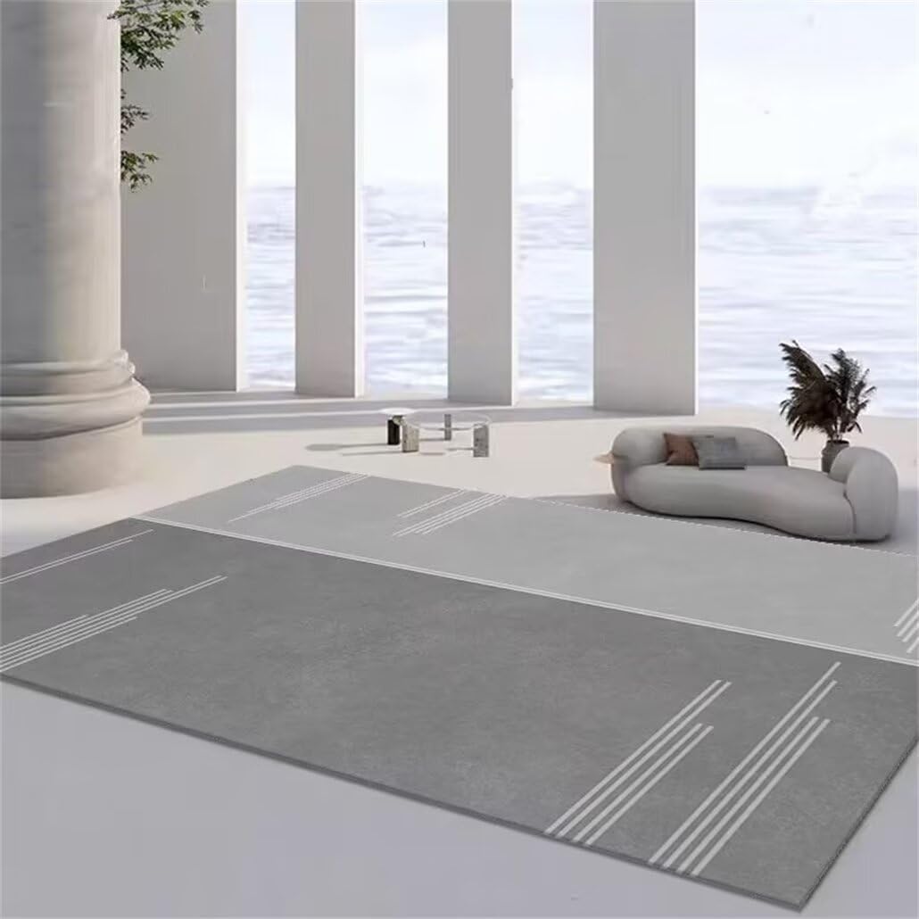 Tapis de couloir 100x210cm gris à motif rayé moderne pour chambre
