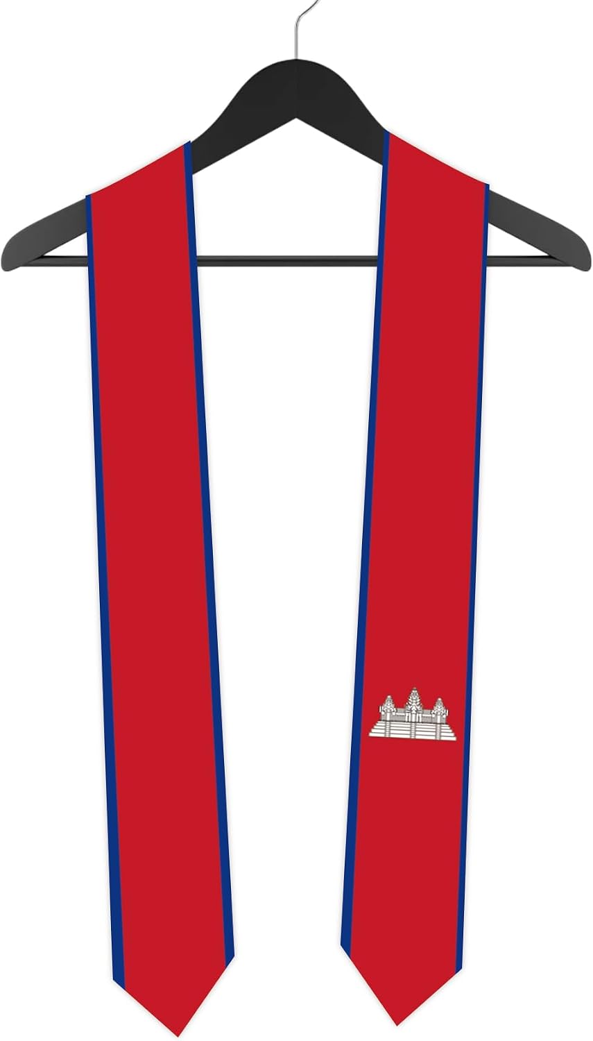 Generic 5.5x72 Inch Cambodia Double Sided International Graduates Stole Scarfs