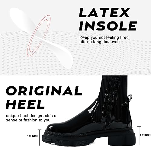 Shoe'N Tale Thigh High Knit Sock Boots Round Toe Mid Chunky Heel Stretch Over the Knee Boots for Women3