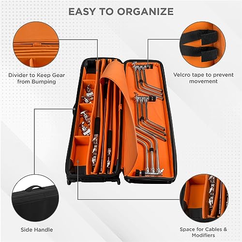 Slinger L6 Bigbag Light Stand Rolling Case For Three C-Stands, Black, This Carrying Case For Light Stands Features Bright Orange Interior, Adjustable Dividers, Roller-Bearing Wheels And Fabric Straps #TOP2